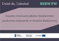 Szkolenie online – Zasady ewaluacji jakości działalności naukowej jednostek w Uczelni Badawczej